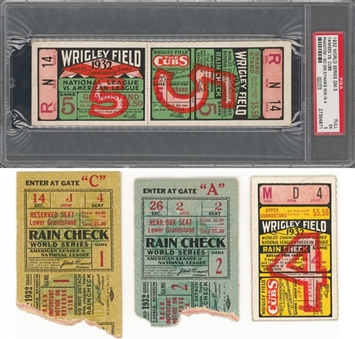 1932 World Series Game 1,2,and 4 Tickets with Game 5 Phantom Ticket